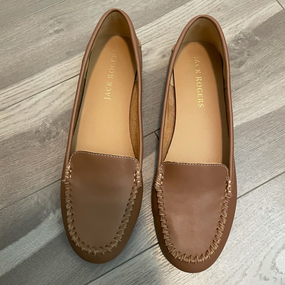 Jack Rogers brown leather Millie Moccasin sz 9.5